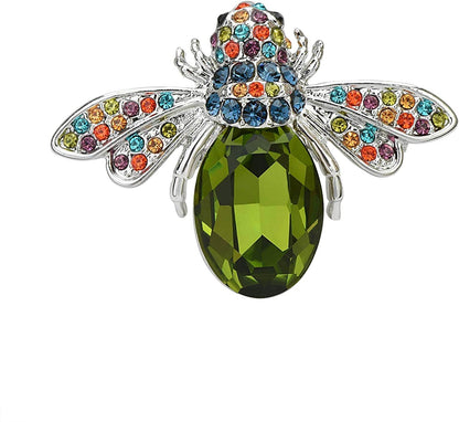 Lovely Crystal Bumble Honey Bee Insect Brooch Pins Collar Pin Lapel Pin Costume Jewelry for Women Green