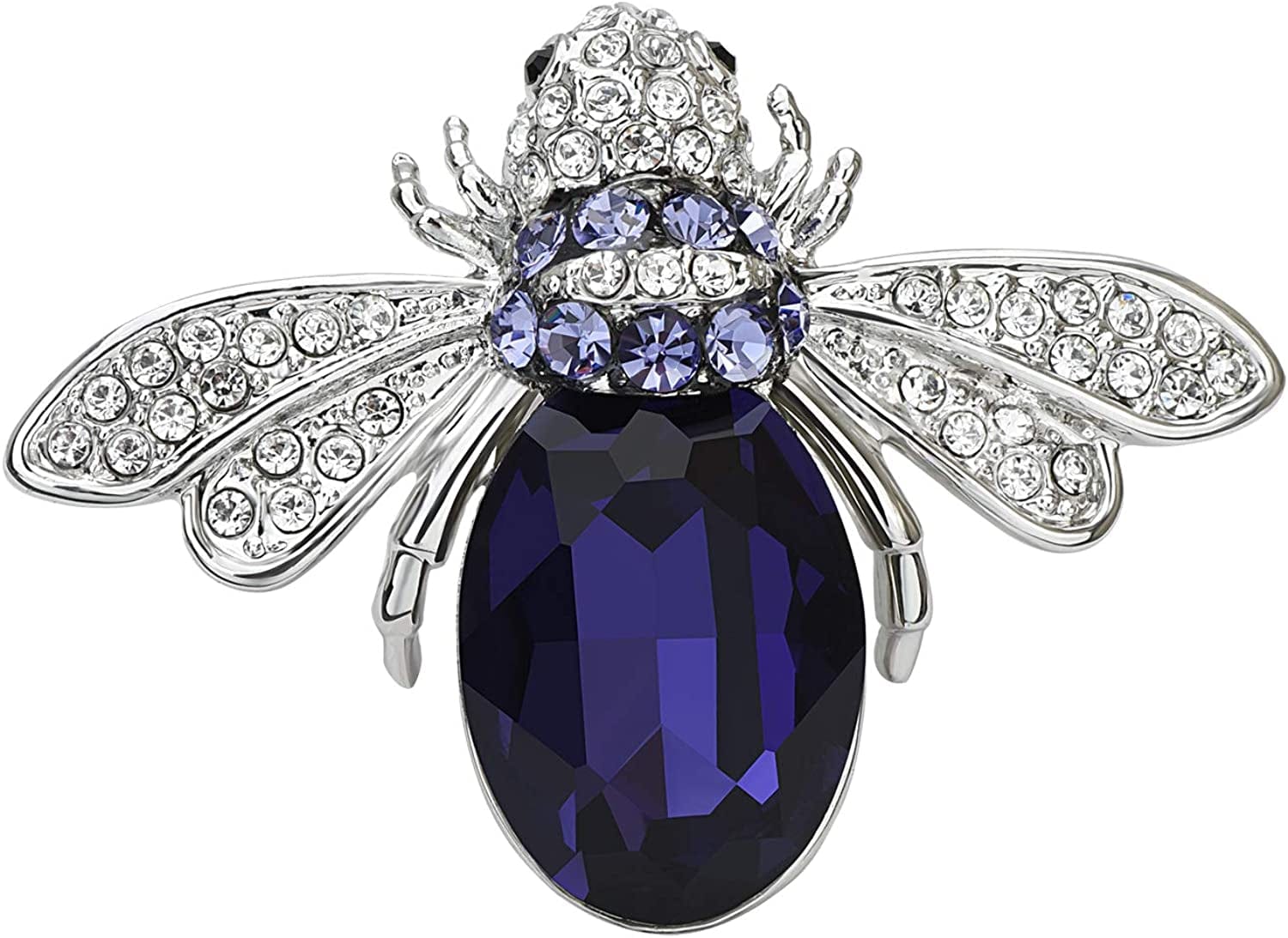 Lovely Crystal Bumble Honey Bee Insect Brooch Pins Collar Pin Lapel Pin Costume Jewelry for Women Purple