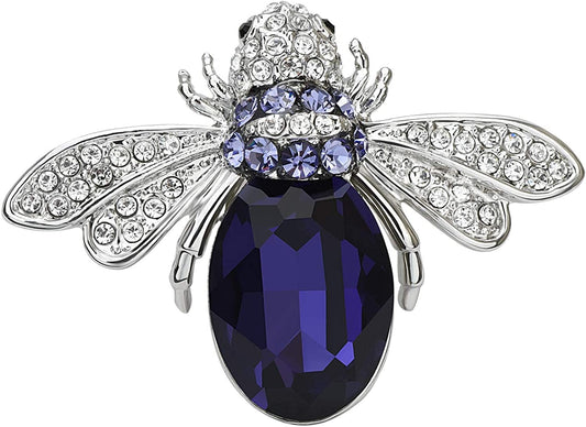Lovely Crystal Bumble Honey Bee Insect Brooch Pins Collar Pin Lapel Pin Costume Jewelry for Women Purple