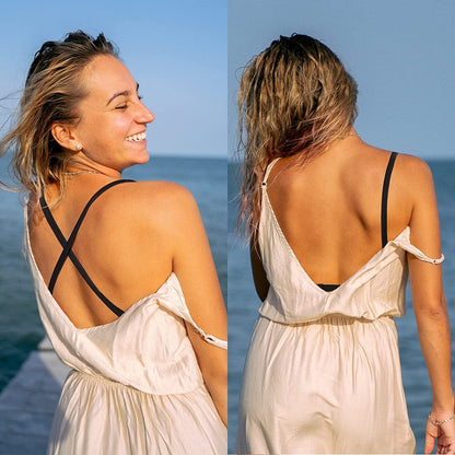 Low Back Bra for Women Wireless Padded Backless Bralette Deep V Convertible Adjustable Straps Bra