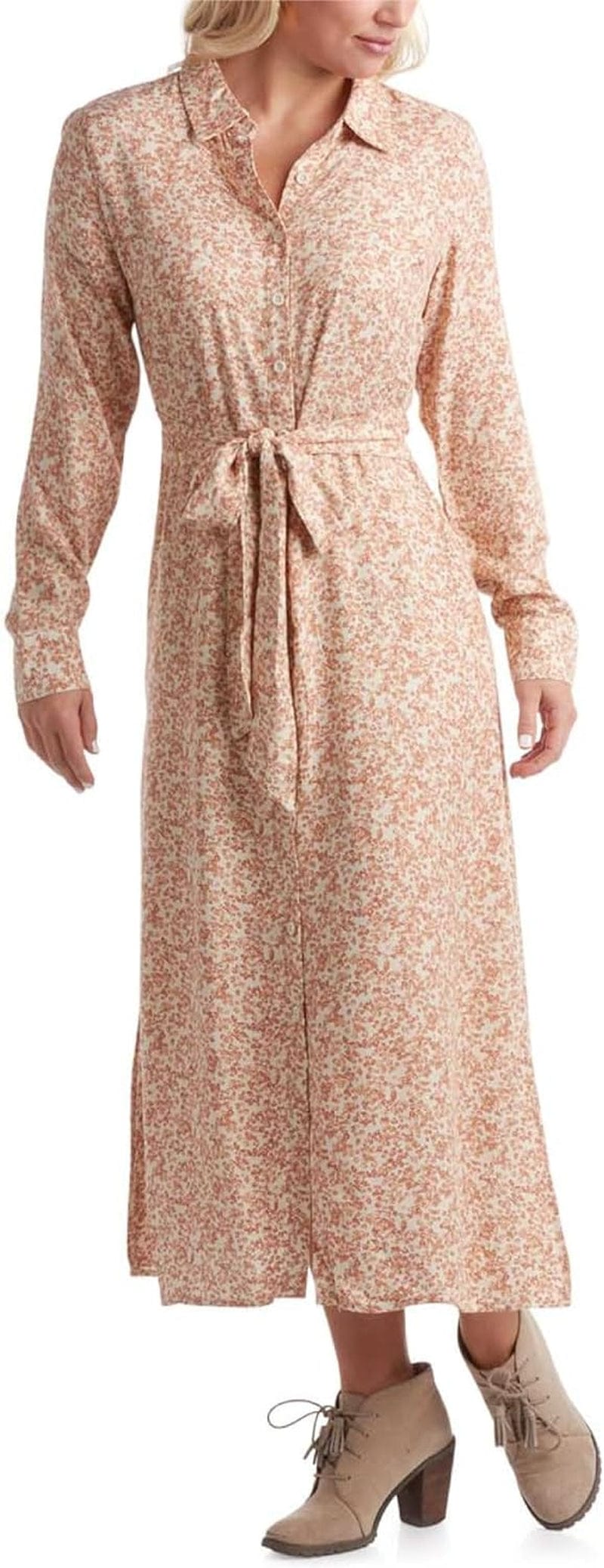 Lucky Brand Women'S Dress - Casual Front Button Long Sleeve Midi Shirt Dress - Lightweight Sundress for Women (S-XL) Mocha Leopard / Small