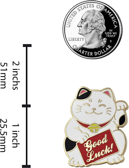Lucky Cat Pin - Good Luck Cat Enamel Pin, Waving Cat Lapel Pin - Cute, Kawaii Good Luck Charm & Gift Accessory for Jackets, Hats, Backpacks & Tops
