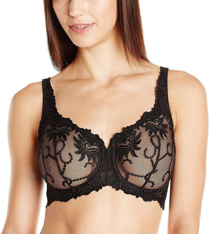 Lunaire Sevilla Scroll Embroidered Semi Demi Underwire Bra Black / 38D