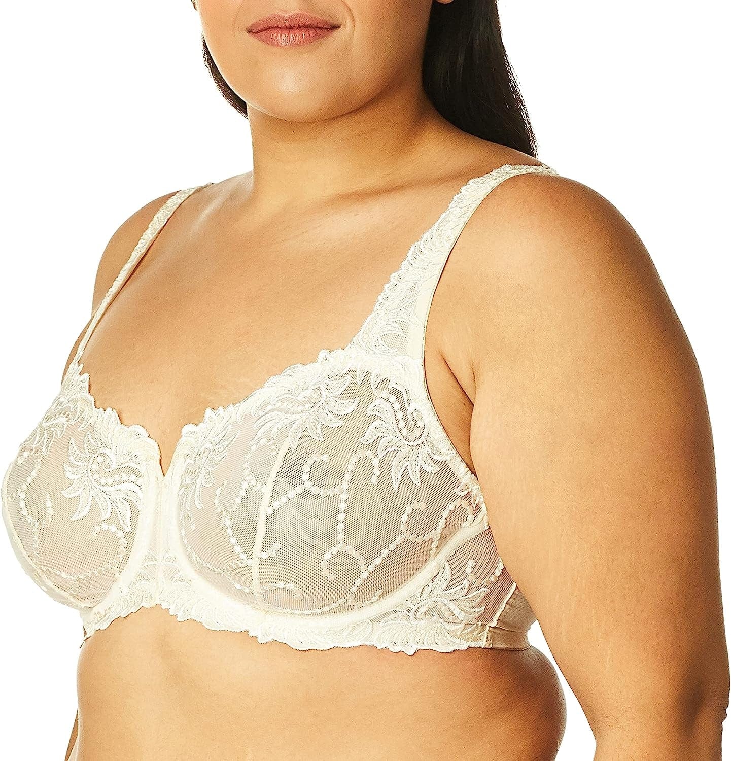 Lunaire Sevilla Scroll Embroidered Semi Demi Underwire Bra Ivory / 46C