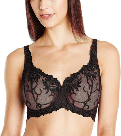 Lunaire Sevilla Scroll Embroidered Semi Demi Underwire Bra Black / 48C