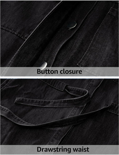 Luvamia Denim Dress for Women Long Sleeve Jean Button down Shirt Dresses with Pockets Casual Fashion Shift Short Dress