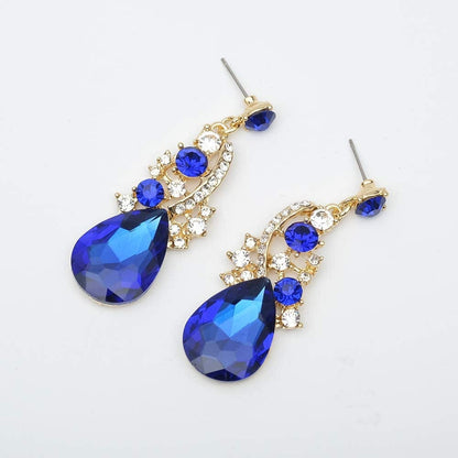 Luxury Austrian Crystal Necklace Earrings Rhinestone Bridal Wedding Party Costume Jewelry Sets for Brides Bridesmaids Women