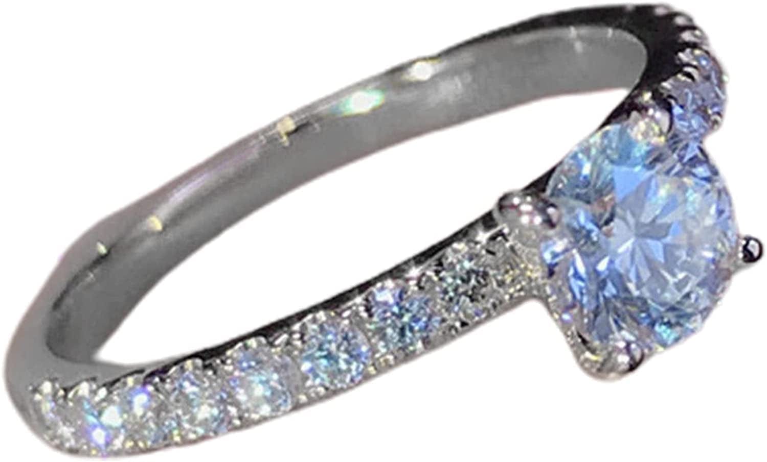 Luxury Diamond Silver Ring Bride Ring Engagement Wedding Ring Prong Setting Zircon Rings Jewelry for Your Princess E / 9