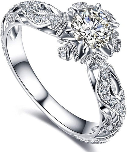 Luxury Diamond Silver Ring Bride Ring Engagement Wedding Ring Prong Setting Zircon Rings Jewelry for Your Princess H / 11