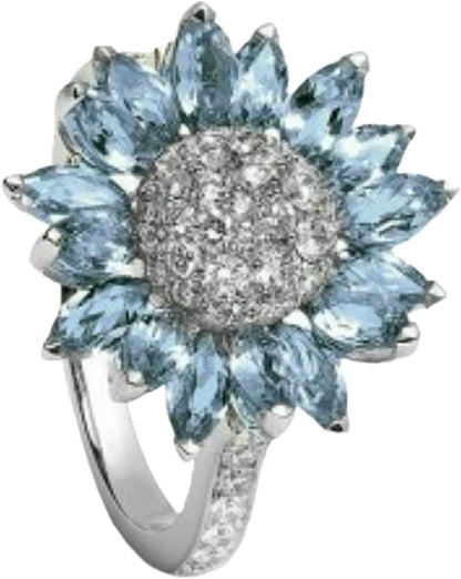 Luxury Diamond Silver Ring Bride Ring Engagement Wedding Ring Prong Setting Zircon Rings Jewelry for Your Princess A / 8