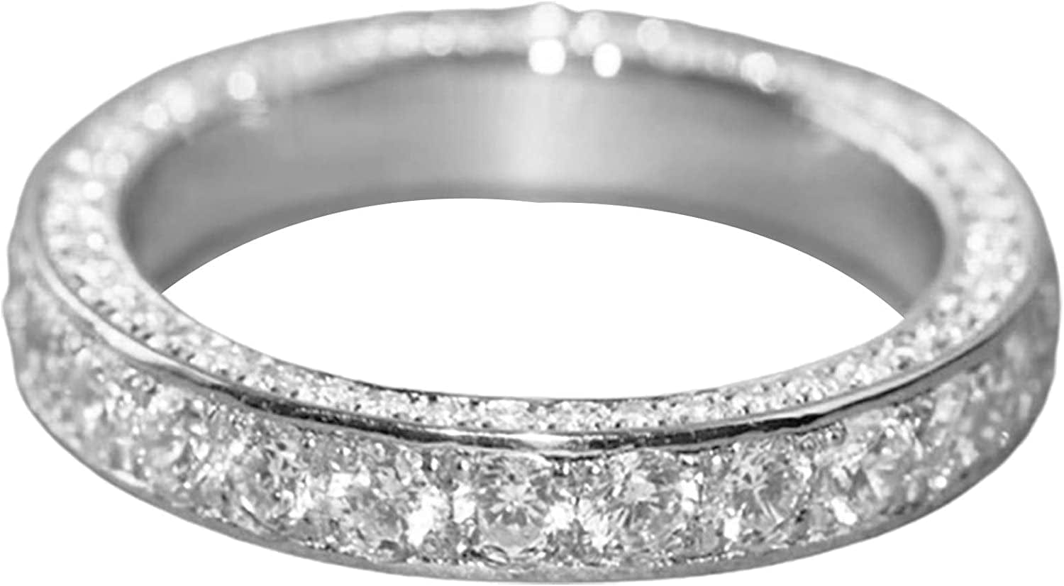 Luxury Diamond Silver Ring Bride Ring Engagement Wedding Ring Prong Setting Zircon Rings Jewelry for Your Princess Full Rhinestone / 10