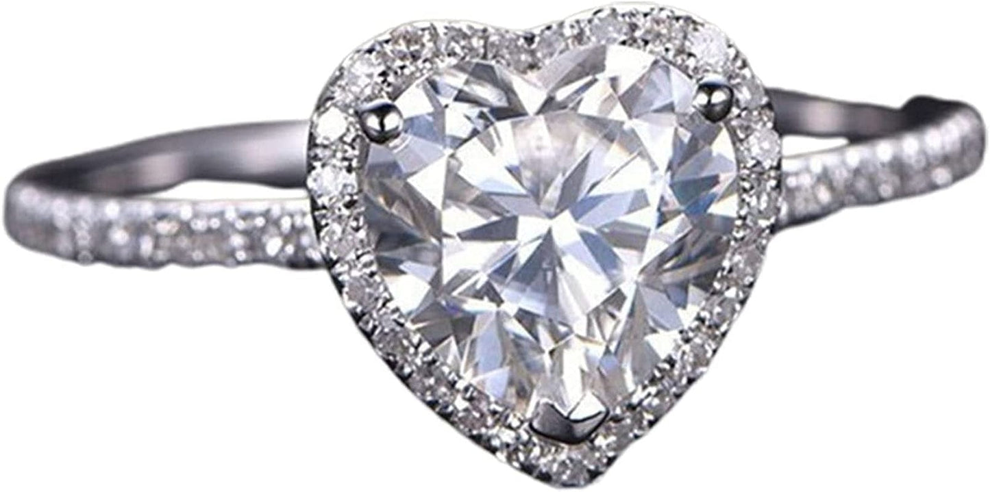 Luxury Diamond Silver Ring Bride Ring Engagement Wedding Ring Prong Setting Zircon Rings Jewelry for Your Princess C / 10