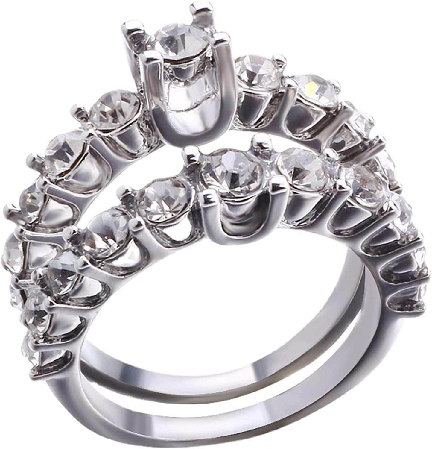 Luxury Diamond Silver Ring Bride Ring Engagement Wedding Ring Prong Setting Zircon Rings Jewelry for Your Princess B / 8