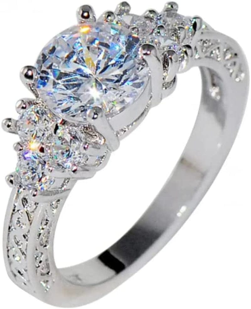 Luxury Diamond Silver Ring Bride Ring Engagement Wedding Ring Prong Setting Zircon Rings Jewelry for Your Princess JZX10 / J10