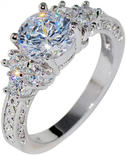 Luxury Diamond Silver Ring Bride Ring Engagement Wedding Ring Prong Setting Zircon Rings Jewelry for Your Princess JZX10 / J10