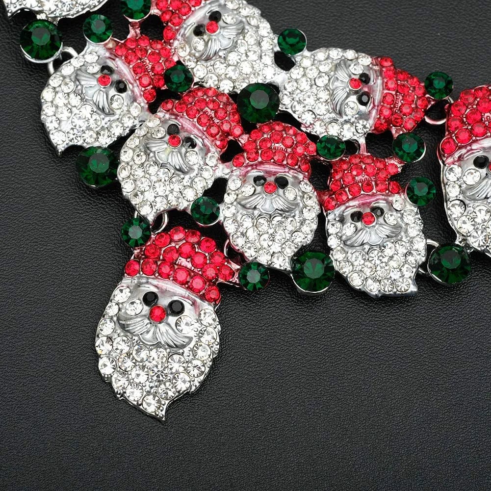 Luxury Statement Bib Necklace Earrings Santa Claus Christmas Element Party Costume Jewelry Set Xmas Gift for Women Girls STYLE 1