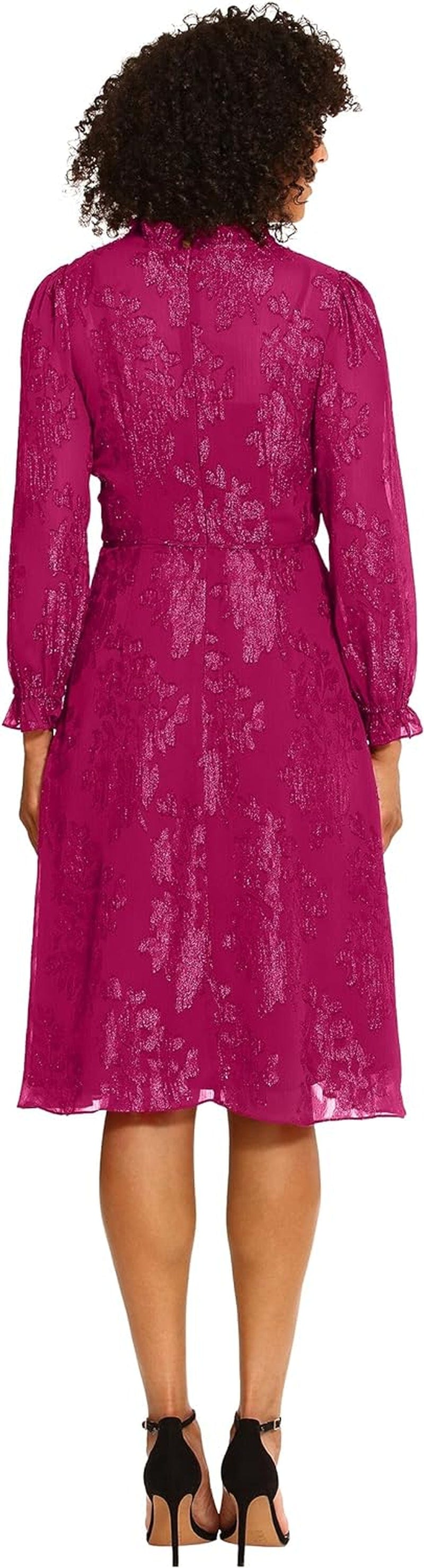 Maggy London Women'S Long Sleeve Ruffle Neck Dress