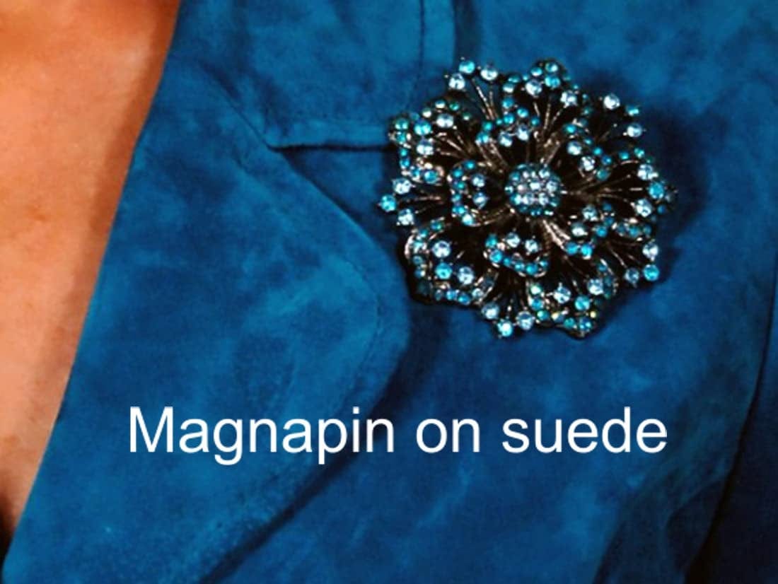 Magnapin Is A, Reusable Accessory Used to Attach Any Item with a Pin, Brooch, Name Tag to Fine Garments. Use Magnapin on Fabrics Such as Satin, Leather, Suede, Linen, Silk and Even Fur.