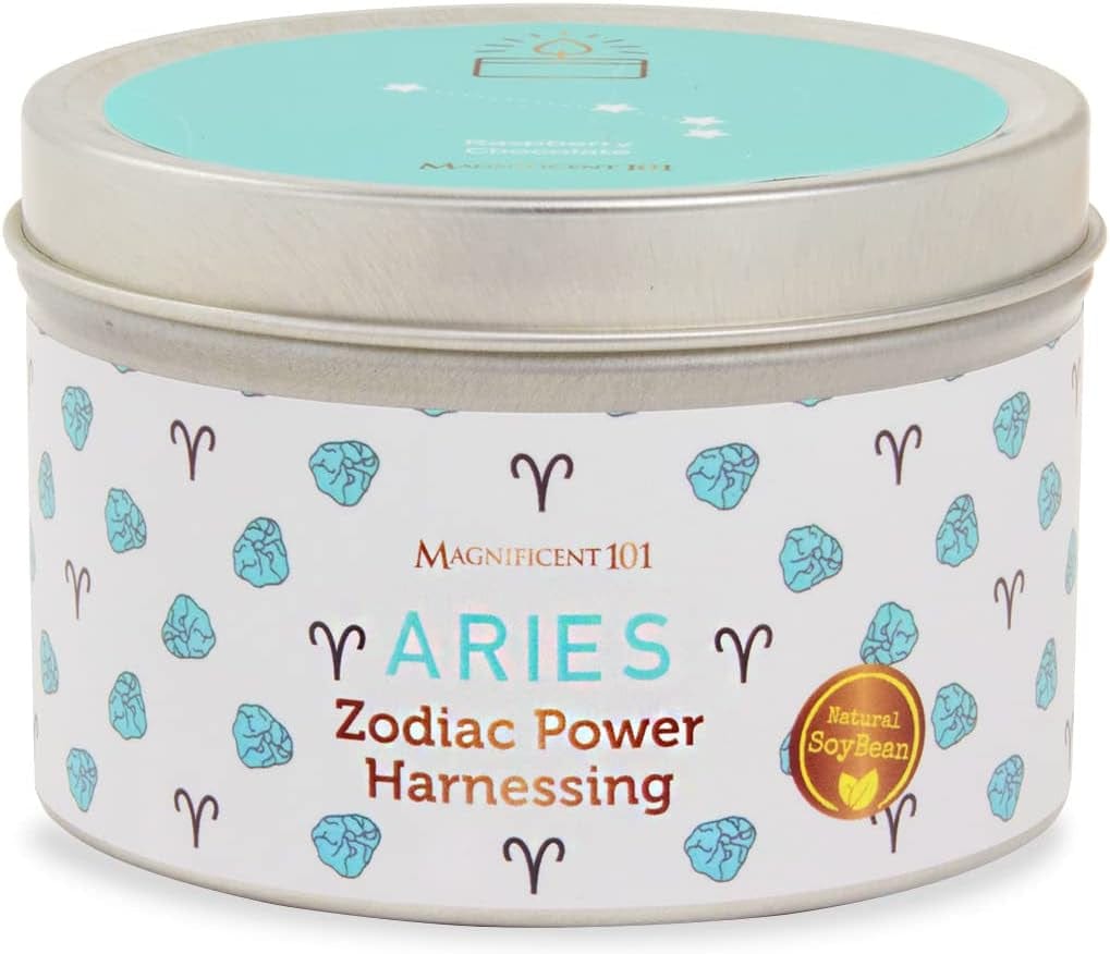 Magnificent 101 Sagittarius Zodiac Sign Candle – Scented Soy Wax Candle – Choose Your Birthdate – Make Great Holiday Gifts for Astrology Fans – 6Oz Tin Holder Ideal for Men’S and Women’S Décor Style Aries