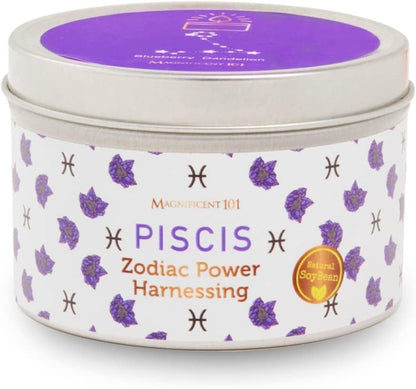 Magnificent 101 Sagittarius Zodiac Sign Candle – Scented Soy Wax Candle – Choose Your Birthdate – Make Great Holiday Gifts for Astrology Fans – 6Oz Tin Holder Ideal for Men’S and Women’S Décor Style Piscis