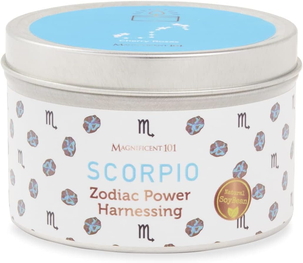 Magnificent 101 Sagittarius Zodiac Sign Candle – Scented Soy Wax Candle – Choose Your Birthdate – Make Great Holiday Gifts for Astrology Fans – 6Oz Tin Holder Ideal for Men’S and Women’S Décor Style Scorpio