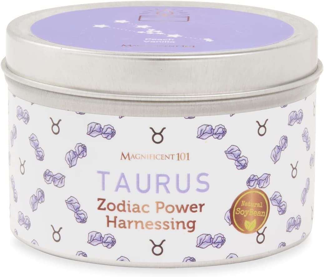 Magnificent 101 Sagittarius Zodiac Sign Candle – Scented Soy Wax Candle – Choose Your Birthdate – Make Great Holiday Gifts for Astrology Fans – 6Oz Tin Holder Ideal for Men’S and Women’S Décor Style Taurus
