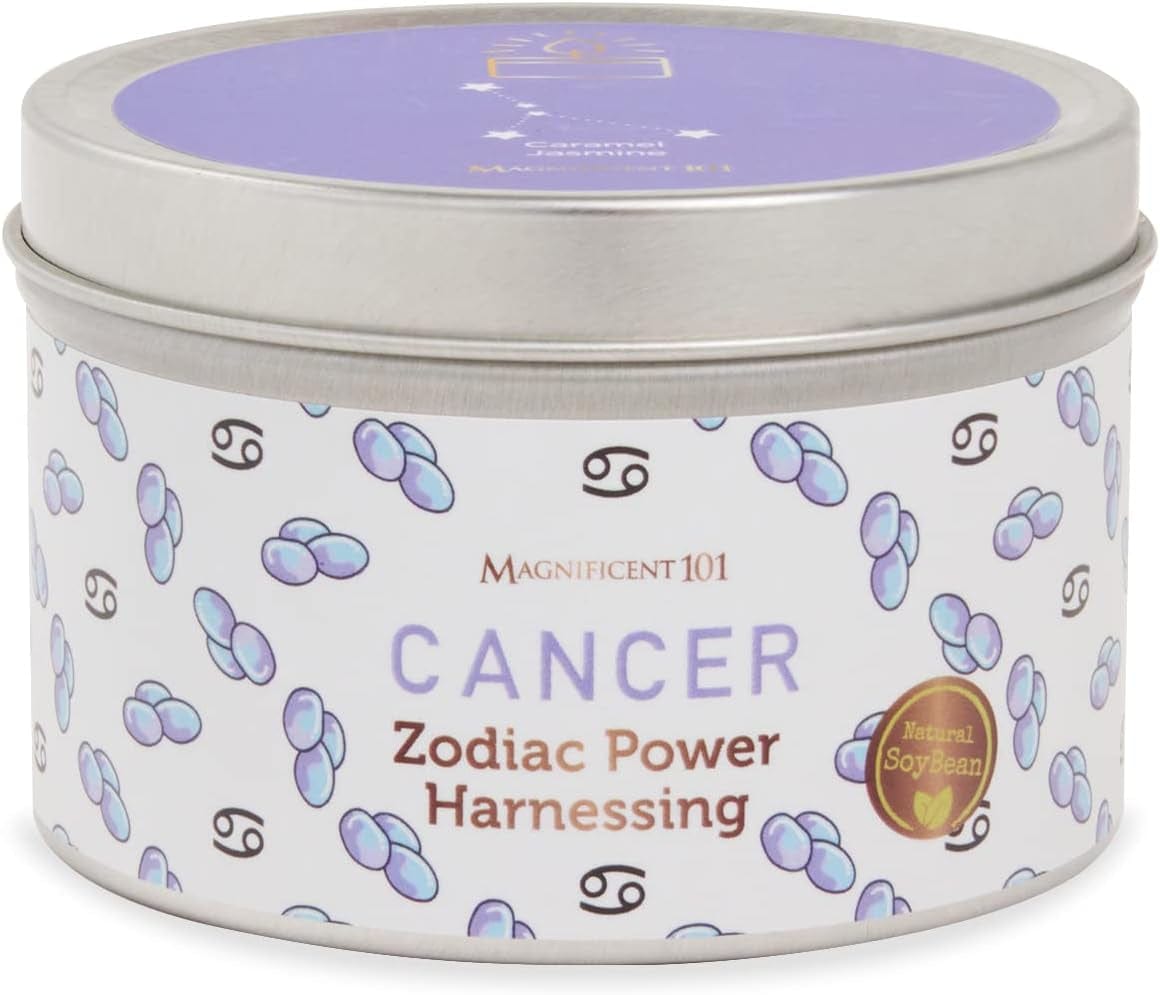 Magnificent 101 Sagittarius Zodiac Sign Candle – Scented Soy Wax Candle – Choose Your Birthdate – Make Great Holiday Gifts for Astrology Fans – 6Oz Tin Holder Ideal for Men’S and Women’S Décor Style Cancer