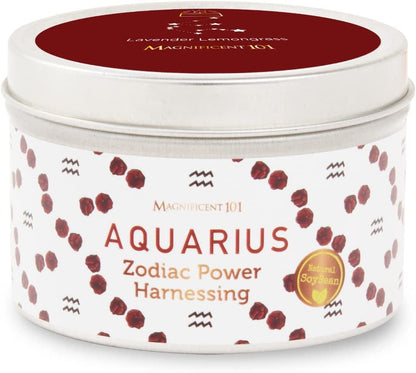 Magnificent 101 Sagittarius Zodiac Sign Candle – Scented Soy Wax Candle – Choose Your Birthdate – Make Great Holiday Gifts for Astrology Fans – 6Oz Tin Holder Ideal for Men’S and Women’S Décor Style Aquarius