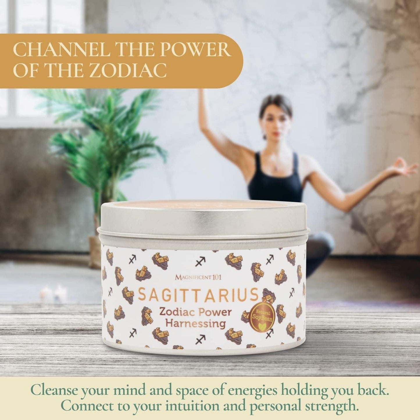 Magnificent 101 Sagittarius Zodiac Sign Candle – Scented Soy Wax Candle – Choose Your Birthdate – Make Great Holiday Gifts for Astrology Fans – 6Oz Tin Holder Ideal for Men’S and Women’S Décor Style