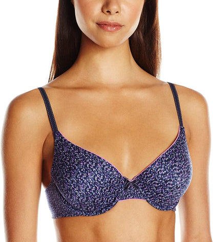 Maidenform Comfort Devotion Demi T-Shirt Bra, Velvety Full-Coverage Bra, Comfortable Bra with Convertible Straps for Everyday Confetti Dot Print / 34A