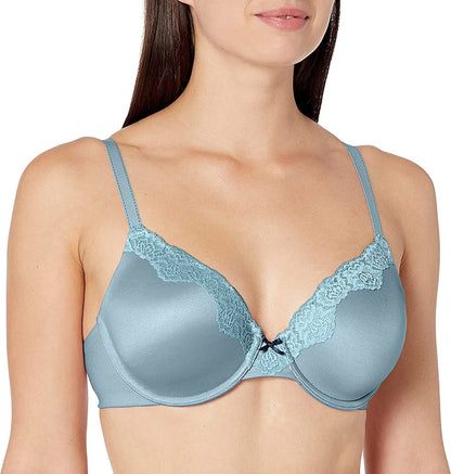 Maidenform Comfort Devotion Lace Bra, Smoothing Full-Coverage T-Shirt Bra for Everyday Comfort, Comfortable Lace Bra Sunday Morning Blue / 36C