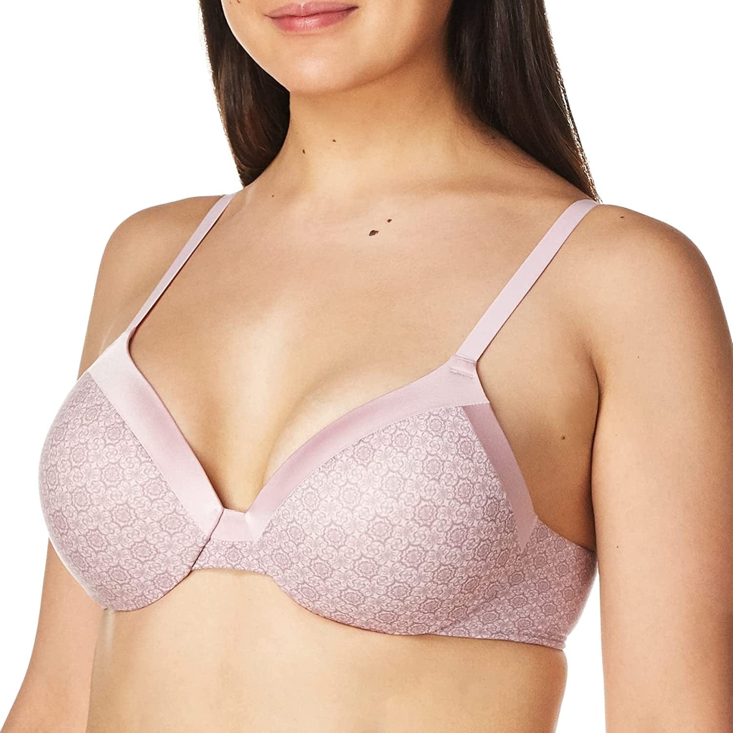 Maidenform Comfort Devotion Underwire Bra, Full-Coverage Comfortable Bra with Cushionwire for Support, Smoothing Bra Medallion Print-raspberry Icing / 36D