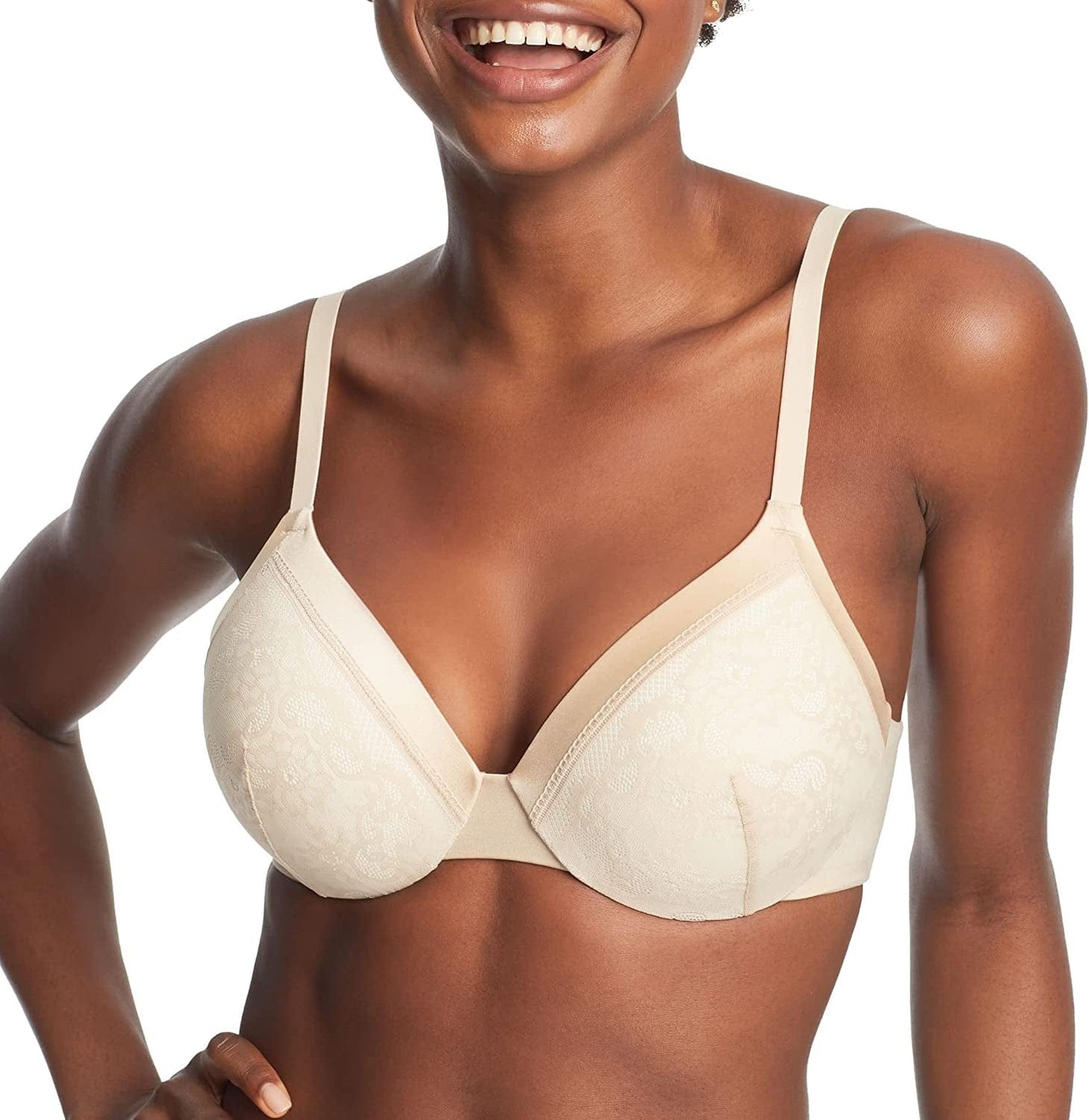 Maidenform Comfort Devotion Underwire Bra, Full-Coverage Comfortable Bra with Cushionwire for Support, Smoothing Bra Latte Lift/Ivory / 38D