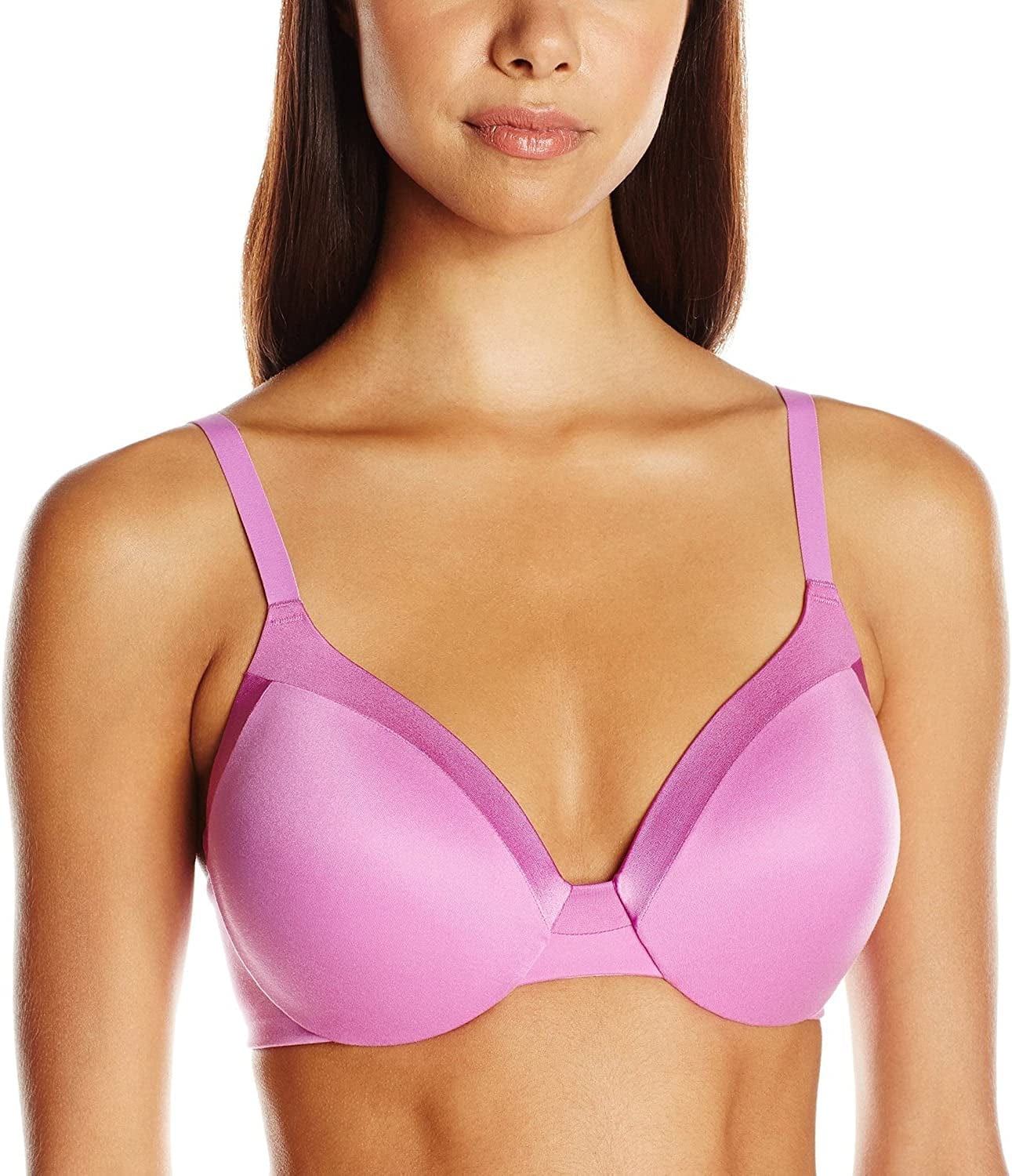 Maidenform Comfort Devotion Underwire Bra, Full-Coverage Comfortable Bra with Cushionwire for Support, Smoothing Bra Magenta Quartz / 34DD