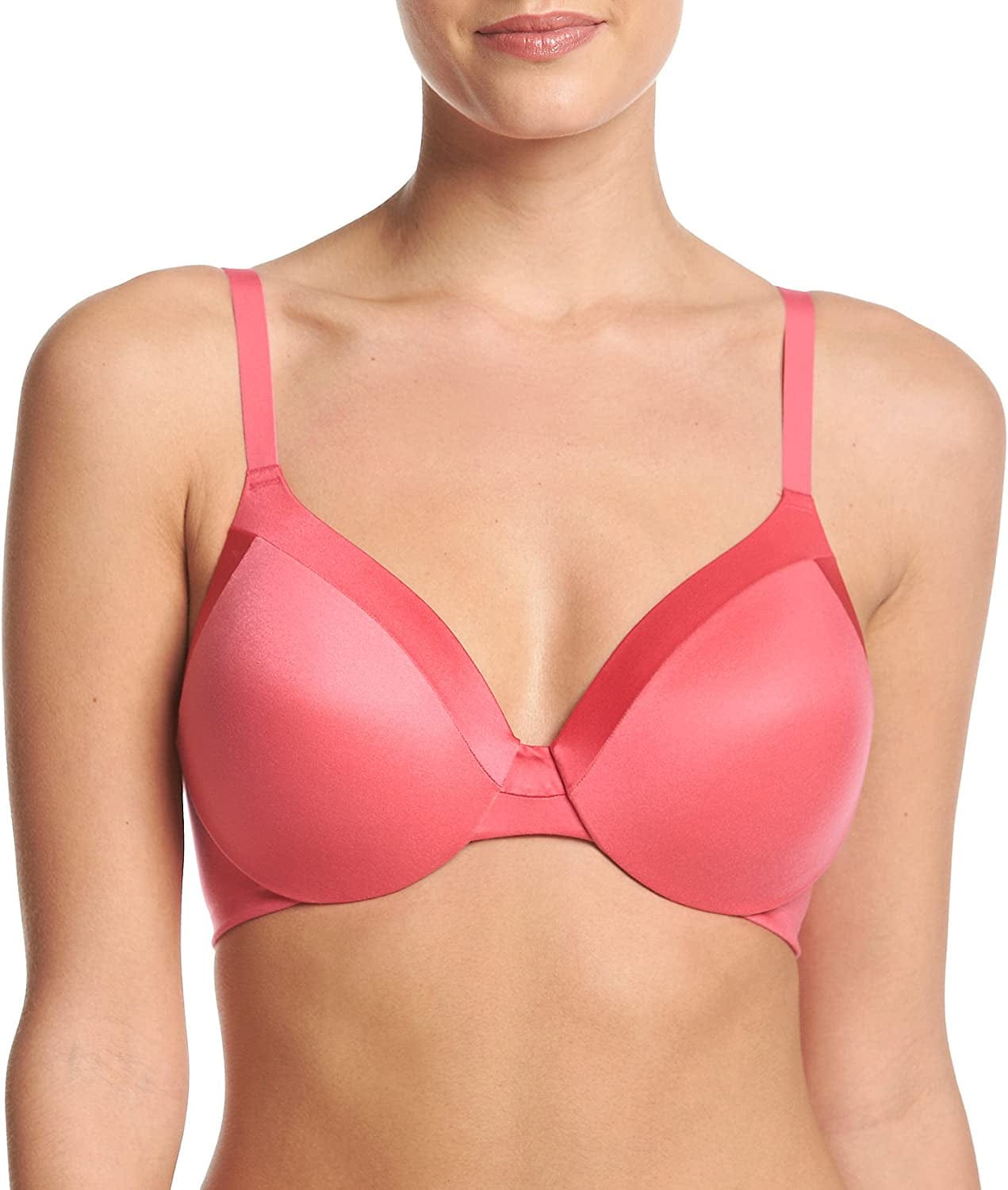 Maidenform Comfort Devotion Underwire Bra, Full-Coverage Comfortable Bra with Cushionwire for Support, Smoothing Bra Bikini Pink / 38DD