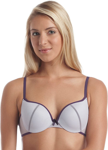 Maidenform Underwire Demi Bra, Best Push-Up Bra with Wonderbra Technology, Smoothing Lace-Trim Bra with Push-Up Cups Valiant Violet/Urban Lilac / 36D
