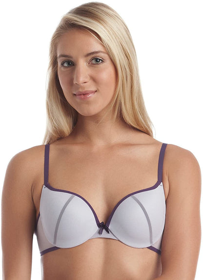 Maidenform Underwire Demi Bra, Best Push-Up Bra with Wonderbra Technology, Smoothing Lace-Trim Bra with Push-Up Cups Valiant Violet/Urban Lilac / 38C