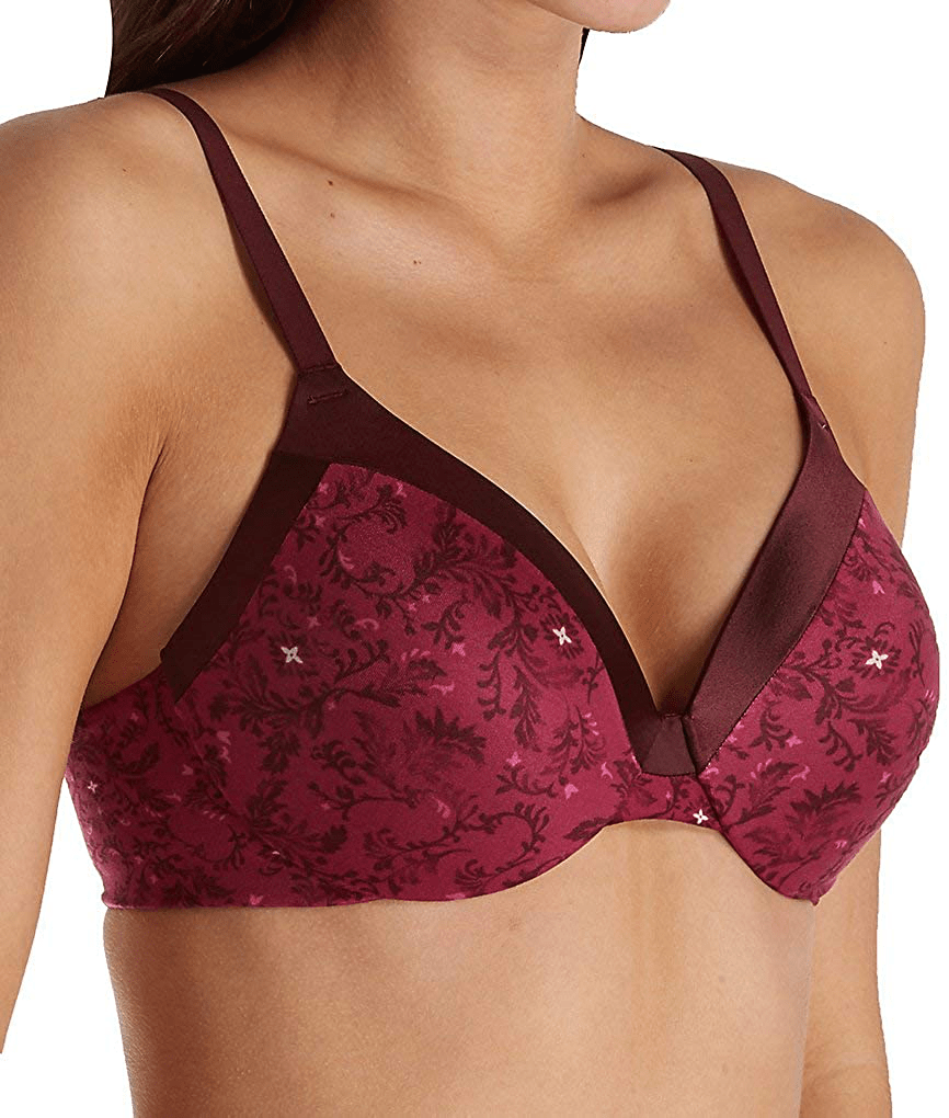 Maidenform Women's Comfort Devotion Tailored Full Coverage T-Shirt Bra 09436 Brocade Print - Deep Cerise / 38B