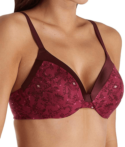 Maidenform Women's Comfort Devotion Tailored Full Coverage T-Shirt Bra 09436 Brocade Print - Deep Cerise / 38B