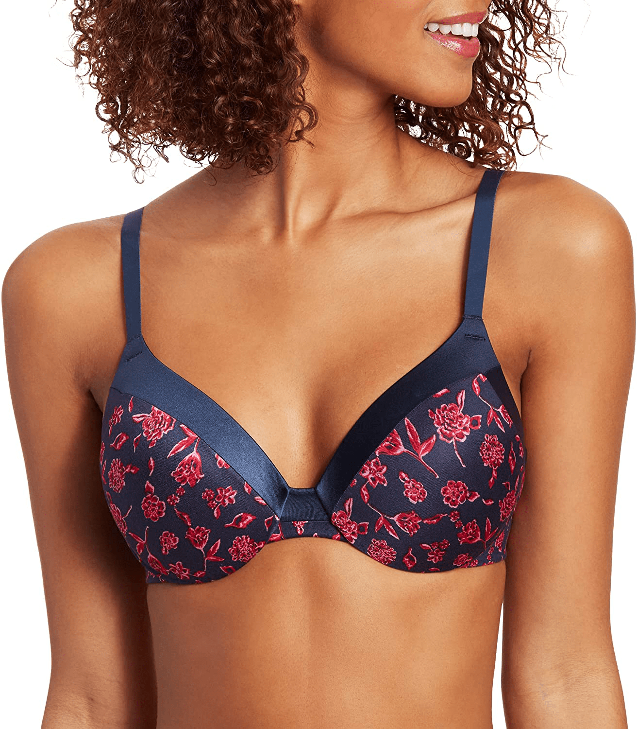 Maidenform Women's Comfort Devotion Tailored Full Coverage T-Shirt Bra 09436 Brocade Floral Print/Navy / 36B