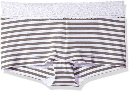 Maidenform Women'S Dream Cotton with Lace Boyshort Apparel & Accessories > Clothing > Underwear & Socks > Underwear Maidenform Steel Stripe/White 9 