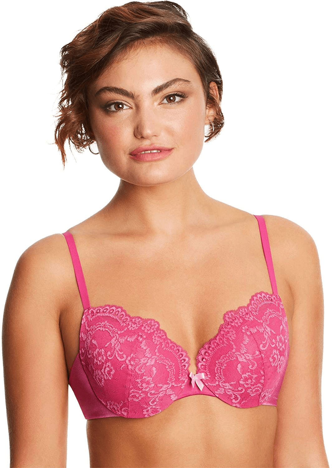 Maidenform Women's Love The Lift Push Up & In Demi Bra DM9900 Peony Parade Pink/Ice Cake / 38C