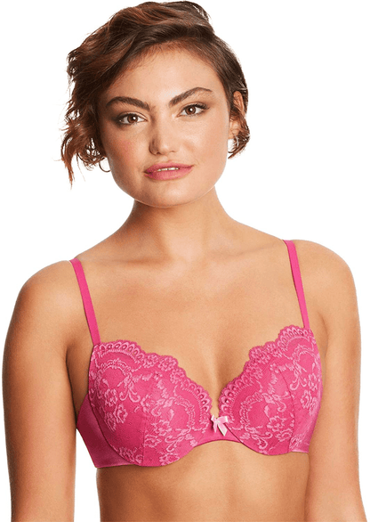 Maidenform Women's Love The Lift Push Up & In Demi Bra DM9900 Peony Parade Pink/Ice Cake / 38C