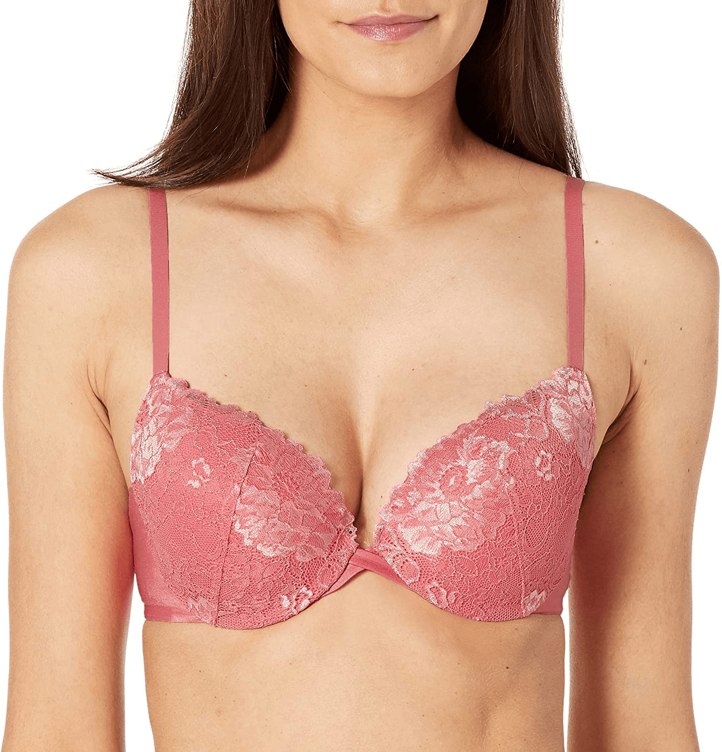 Maidenform Women's Love The Lift Push Up & In Demi Bra DM9900 Pink Begonia W/ Gentle Peach / 32B