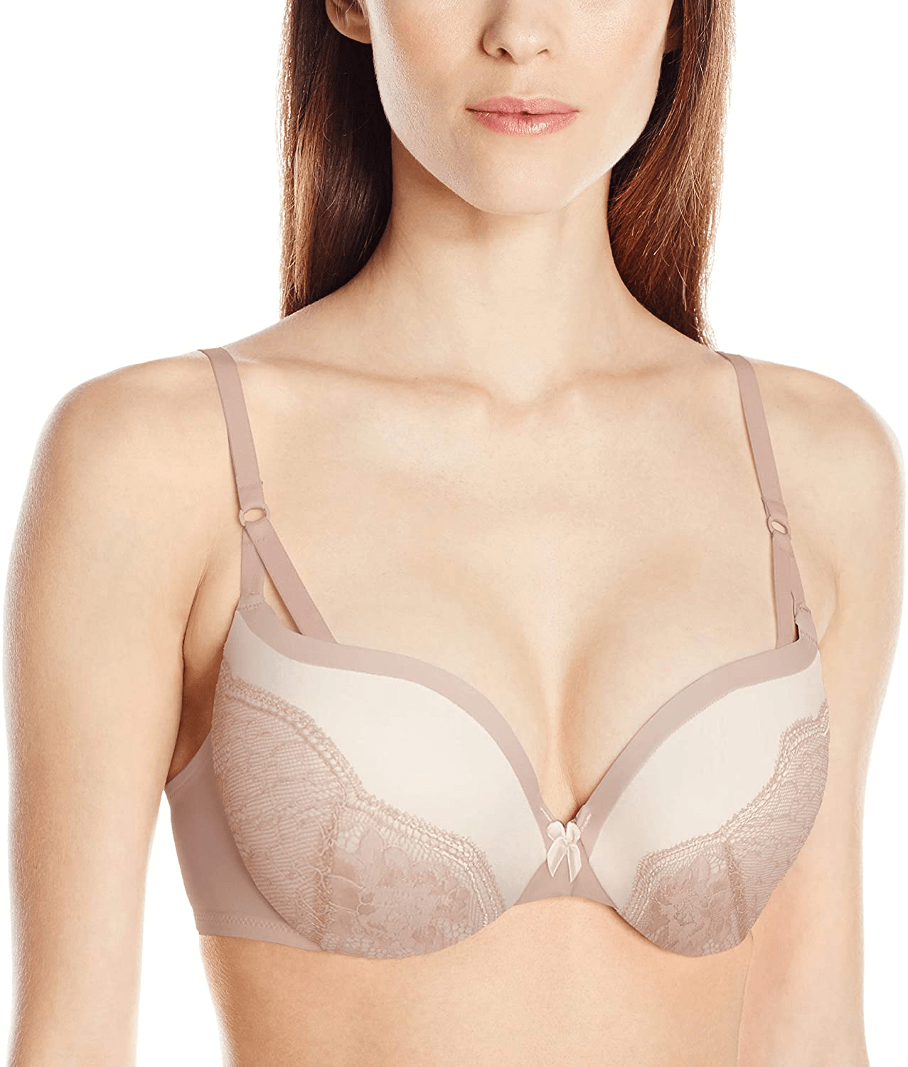 Maidenform Women's Love The Lift Push Up & In Demi Bra DM9900 Evening Blush/Cream Strappy Lace / 34A