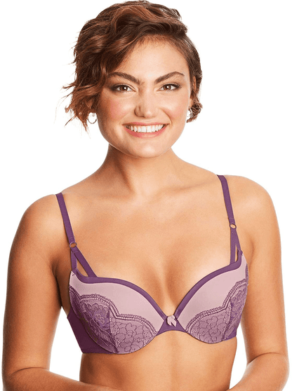 Maidenform Women's Love The Lift Push Up & In Demi Bra DM9900 Plummed Out/Raspberry Icing / 38D