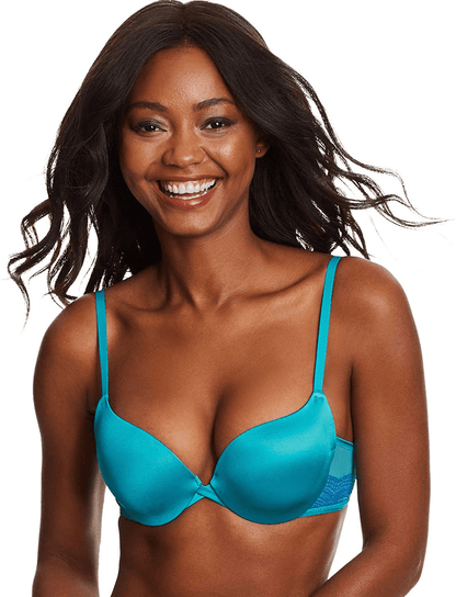 Maidenform Women's Love The Lift Push Up & In Demi Bra DM9900 Turquoise Glaze/Delighted Blue / 36C