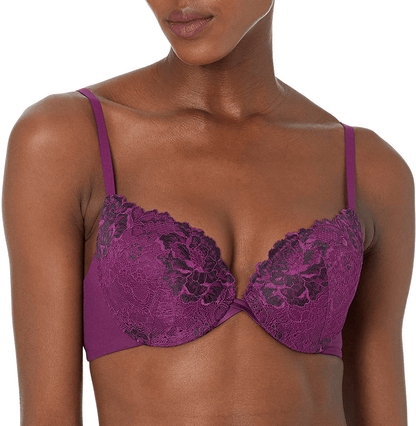 Maidenform Women's Love The Lift Push Up & In Demi Bra DM9900 Venetian Purple/Black / 38D