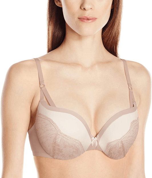 Maidenform Women's Love The Lift Push Up & In Demi Bra DM9900 Evening Blush/Cream Strappy Lace / 34B