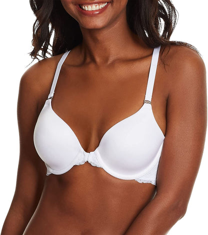 Maidenform Women'S One Fab Fit T-Shirt Bra, Women’S Full Coverage T-Shirt Bra, Women’S Lightly Lined Racerback Bra White / 38C